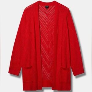 Torrid Pointelle Cardigan Open Front Sweater